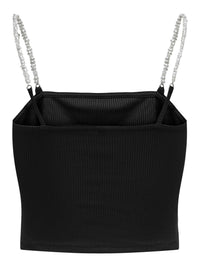 Top "gldUNINA" mit Perlenträgern Black