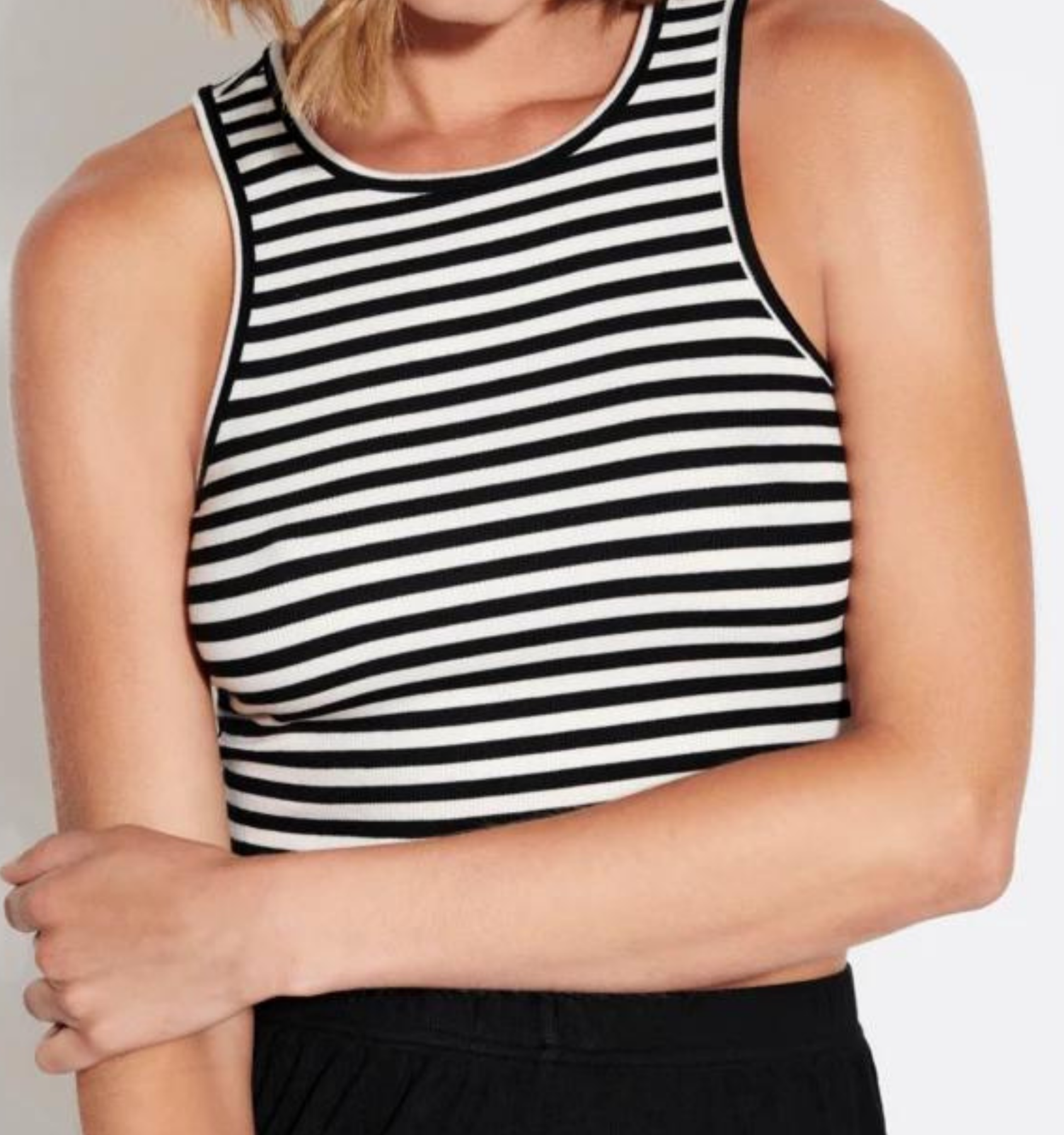 Crop Top "gldBELIA" gestreift in Black