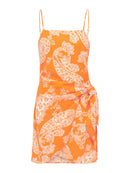 Kurzes Leinen-Kleid "gldCARO" in orange