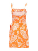 Kurzes Leinen-Kleid "gldCARO" in orange