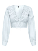 Bluse mit Lochspitze "gldLOU" in weiß