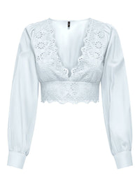 Bluse mit Lochspitze "gldLOU" in weiß
