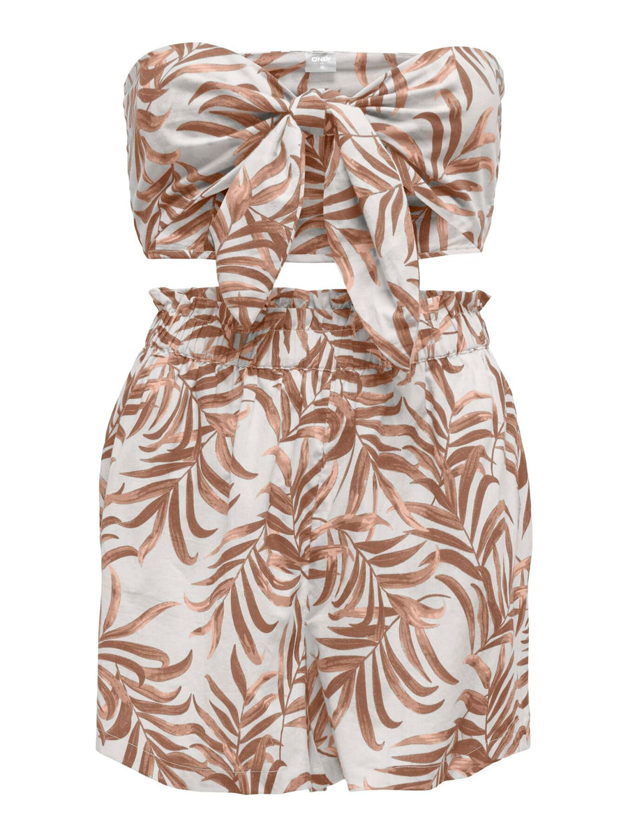 Bandeau Top & Short Set "gldMIRA" in braun/weiß