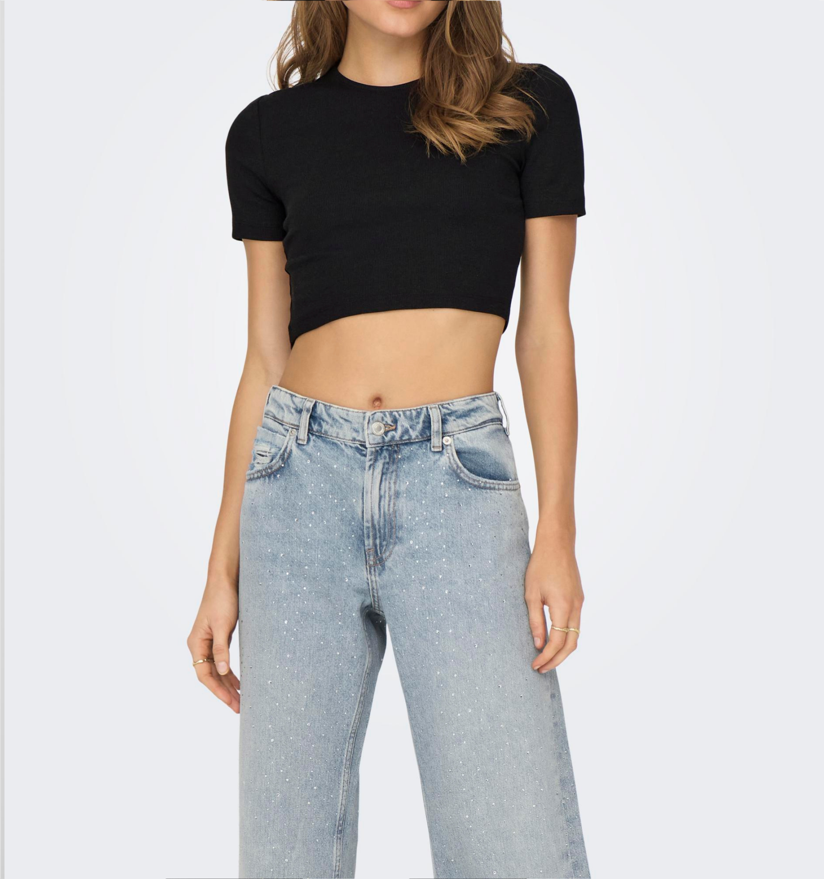 Crop T-Shirt "gldRENE" in schwarz