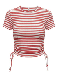 Kurzes T-Shirt "gldWENDY" rot/weiß gestreift