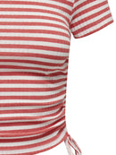 Kurzes T-Shirt "gldWENDY" rot/weiß gestreift
