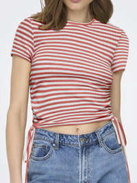 Kurzes T-Shirt "gldWENDY" rot/weiß gestreift