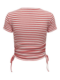 Kurzes T-Shirt "gldWENDY" rot/weiß gestreift