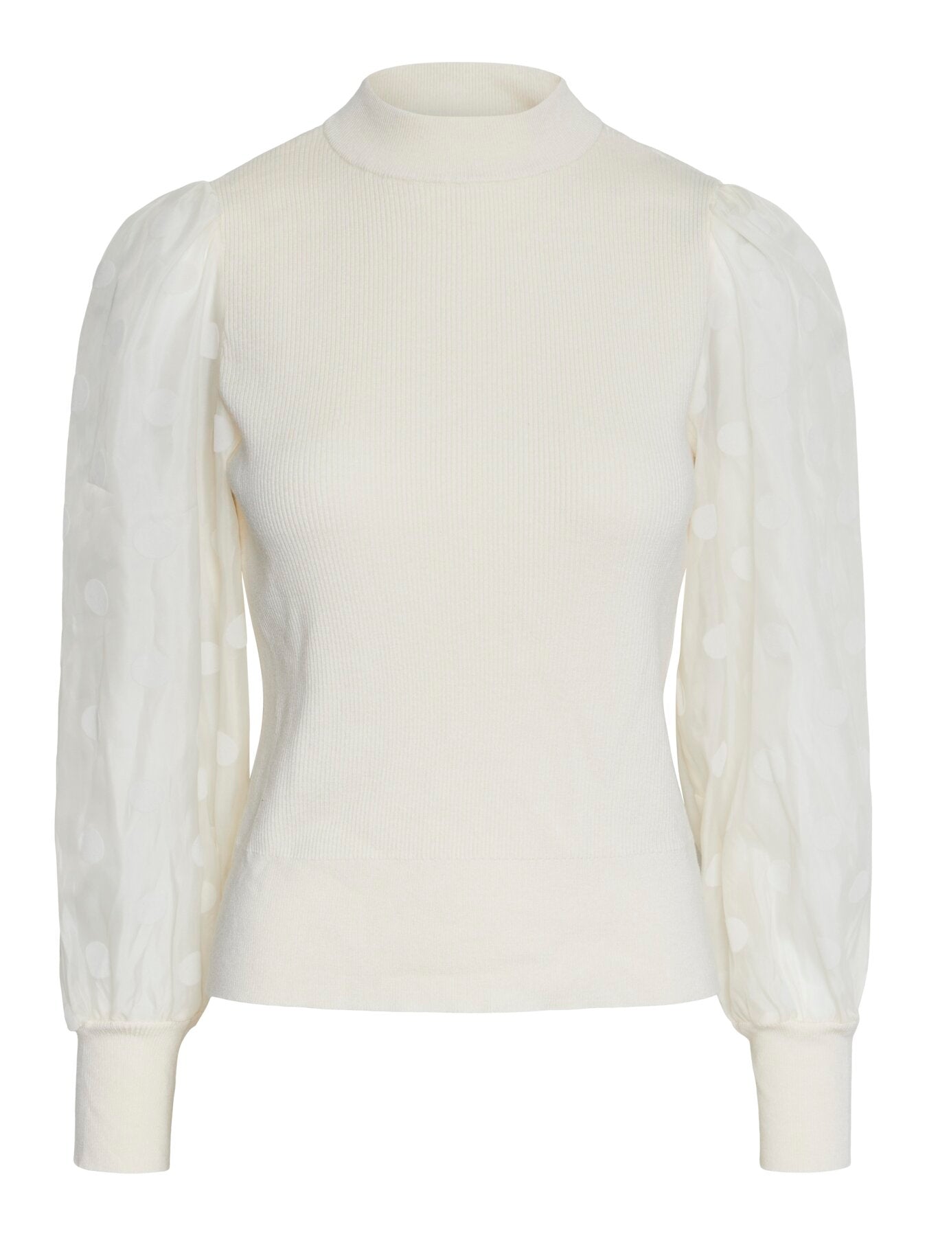 Pullover "gldDOTME" mit halbtransparenten Ärmeln in creme