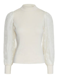 Pullover "gldDOTME" mit halbtransparenten Ärmeln in creme