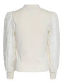 Pullover "gldDOTME" mit halbtransparenten Ärmeln in creme