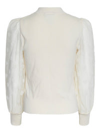 Pullover "gldDOTME" mit halbtransparenten Ärmeln in creme