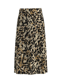 Midirock "gldPELLA" mit Leoprint in Satinoptik