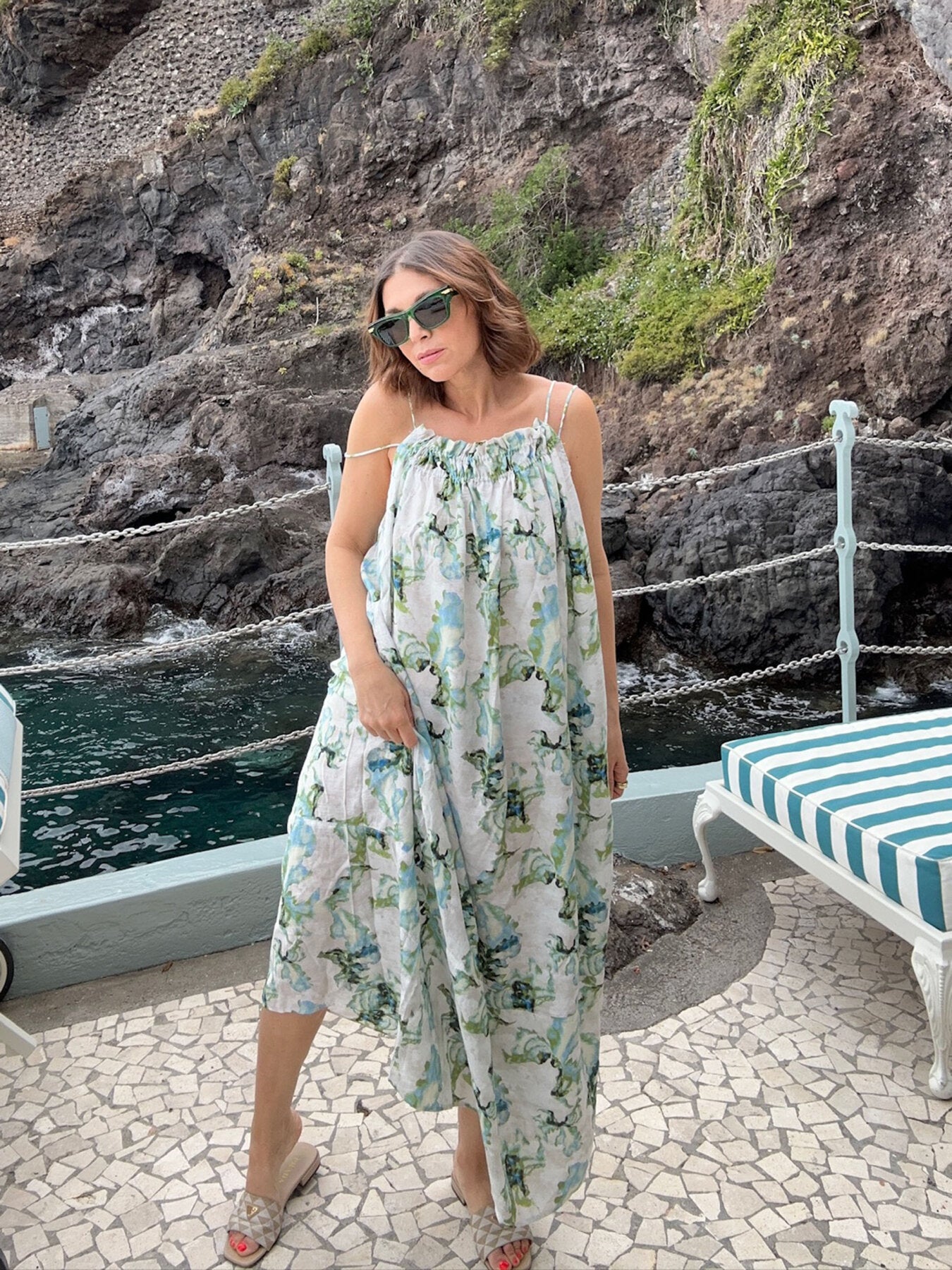 Maxikleid "gldIDDA" in white sand