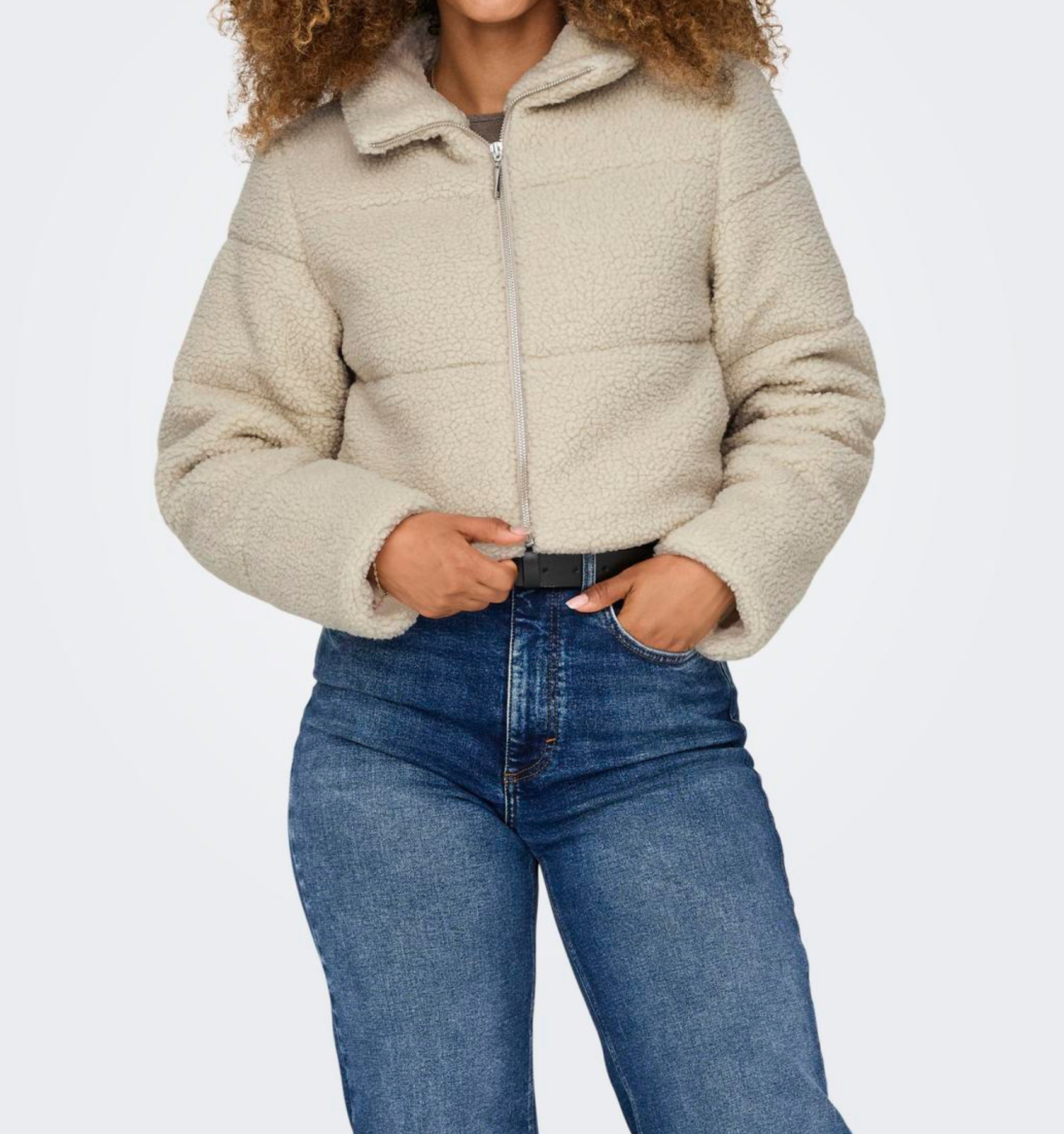 Kurze Teddyjacke "gldSANDRA" in grau