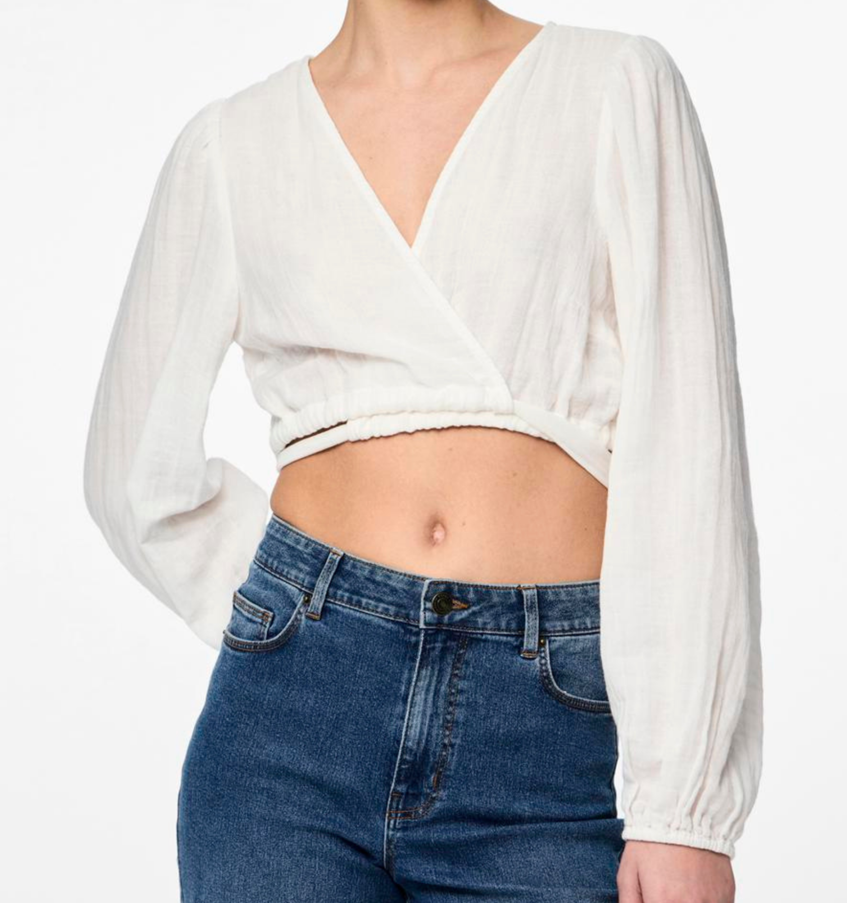 Langärmelige Musselin-Bluse "gldASTINA" in weiß