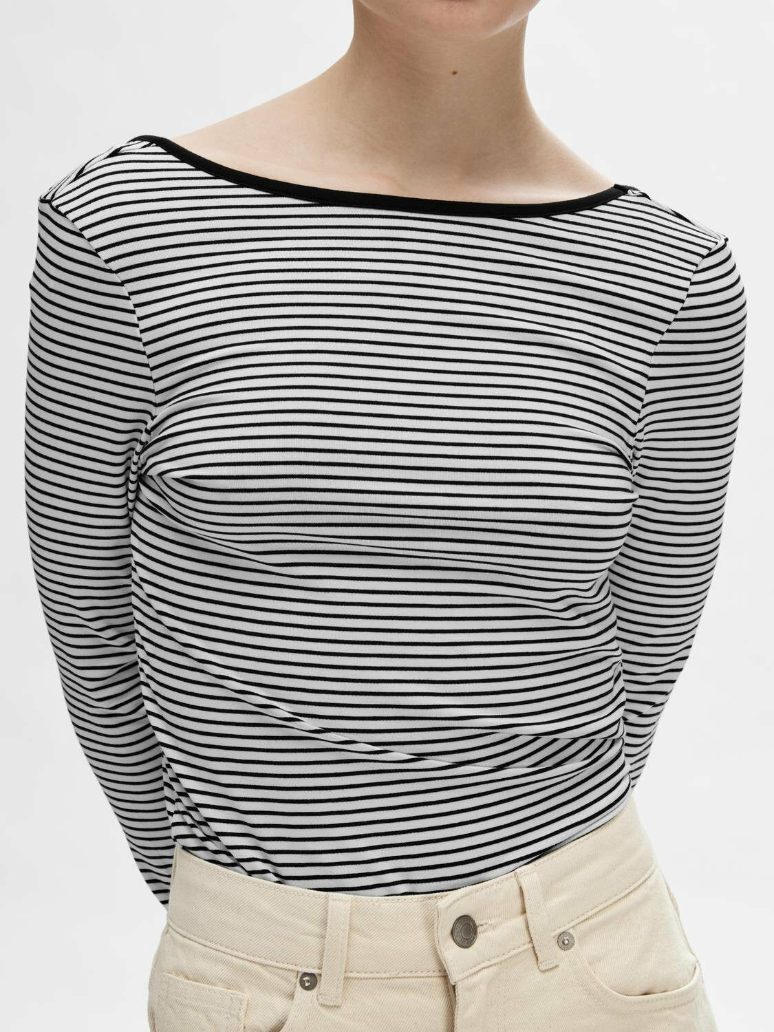 Gestreiftes Langarmshirt "gldFILINA" in schwarz/weiß