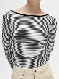 Gestreiftes Langarmshirt "gldFILINA" in schwarz/weiß