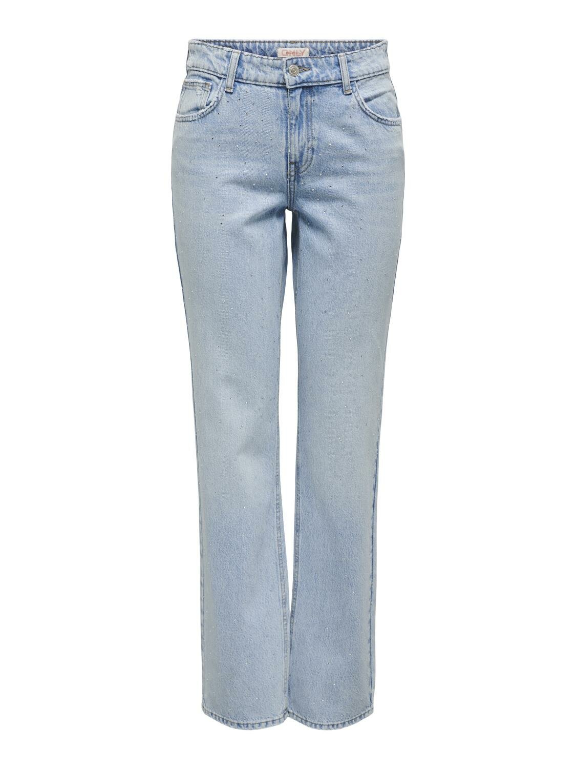 Low-Waist-Jeans "gldBREE" mit Strassteinchen