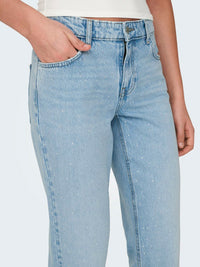 Low-Waist-Jeans "gldBREE" mit Strassteinchen