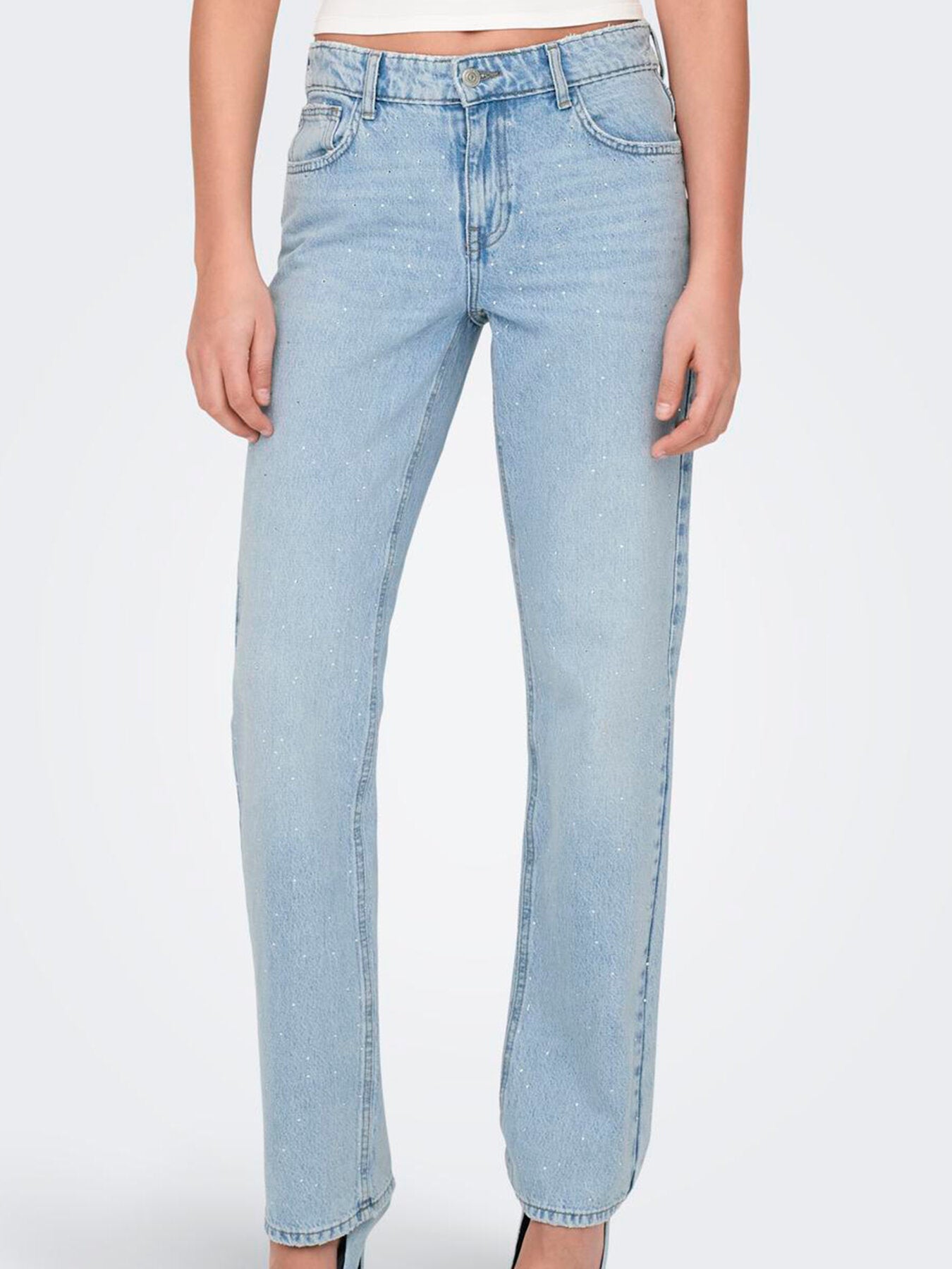 Low-Waist-Jeans "gldBREE" mit Strassteinchen