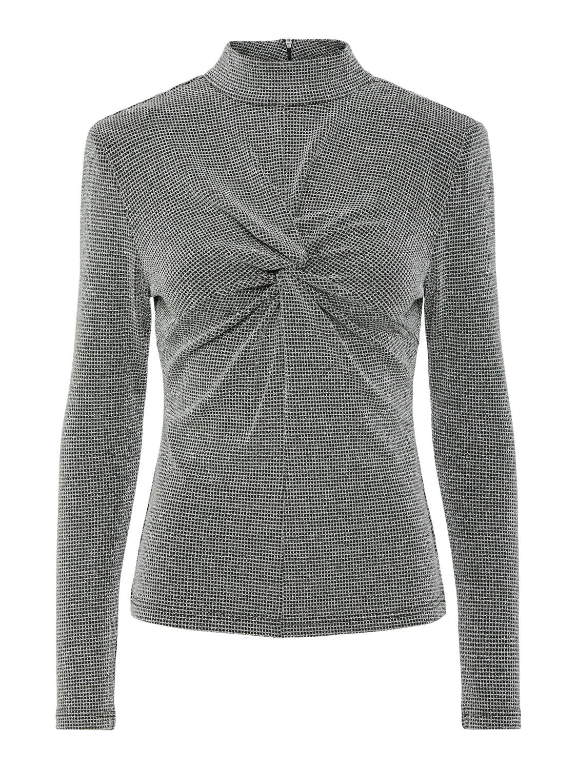 Glitzer-Langarmshirt "gldSKYRA" mit Knotendetail in silber