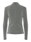 Glitzer-Langarmshirt "gldSKYRA" mit Knotendetail in silber