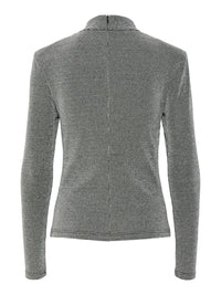 Glitzer-Langarmshirt "gldSKYRA" mit Knotendetail in silber