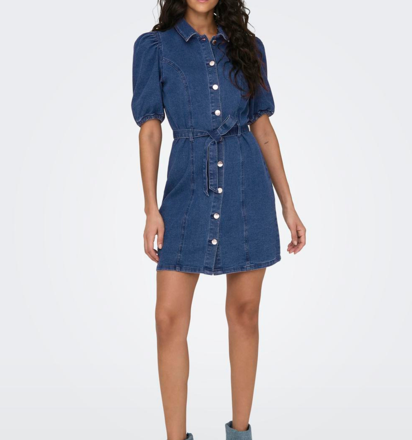 Kurzes Jeanskleid "gldVIBBE" in Medium Blue Denim
