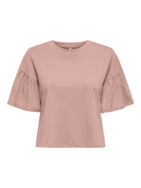 T-Shirt "gldALEX" mit Spitzendetails an den Armen in Misty Rose