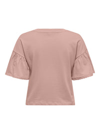 T-Shirt "gldALEX" mit Spitzendetails an den Armen in Misty Rose