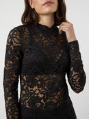 Langarm Top "gldLACEY" in Black