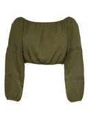 Schulterfreie Bluse "gldTILLA THYRA" in Deep Lichen Green