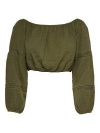 Schulterfreie Bluse "gldTILLA THYRA" in Deep Lichen Green