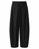 Hose "gldSILVIA" mit Bundfalte und Bindegürtel