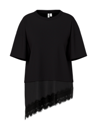 Langes Shirt "gldHELGA" mit Spitze in Black