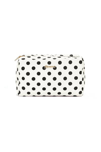 Makeup-Bag "gldLOLA" mit Polka Dots in schwarz/weiß