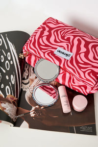 Gemusterte Makeup-Bag "gldLOLA" in rot/rosa