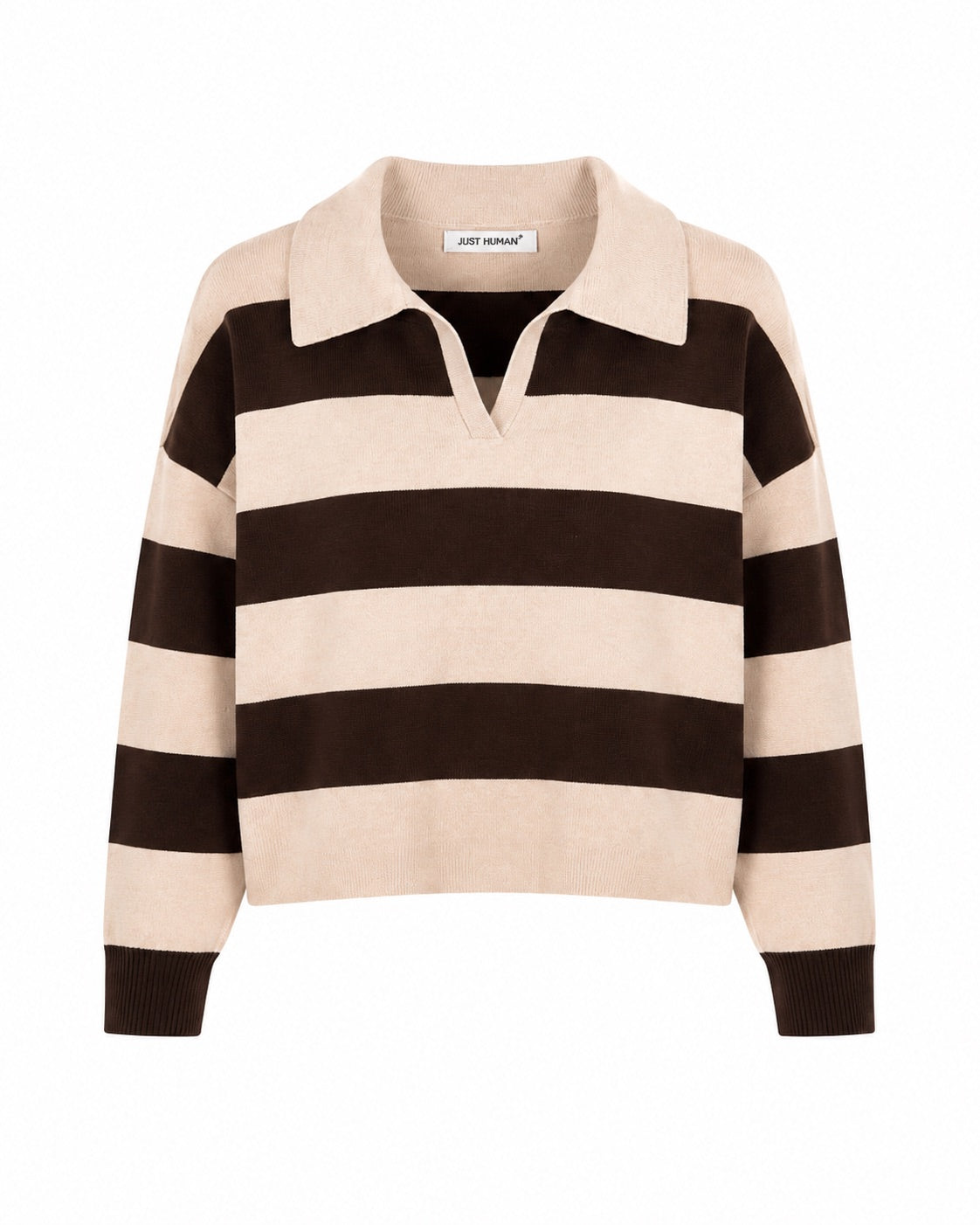 Pullover "gldCLAUDIA" mit Polokragen in braun beige
