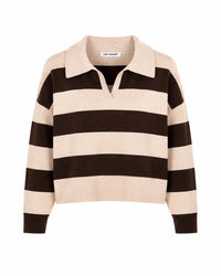 Pullover "gldCLAUDIA" mit Polokragen in braun beige