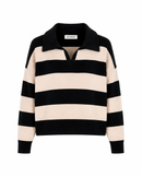Pullover "gldCLAUDIA"mit Polokragen in schwarz beige