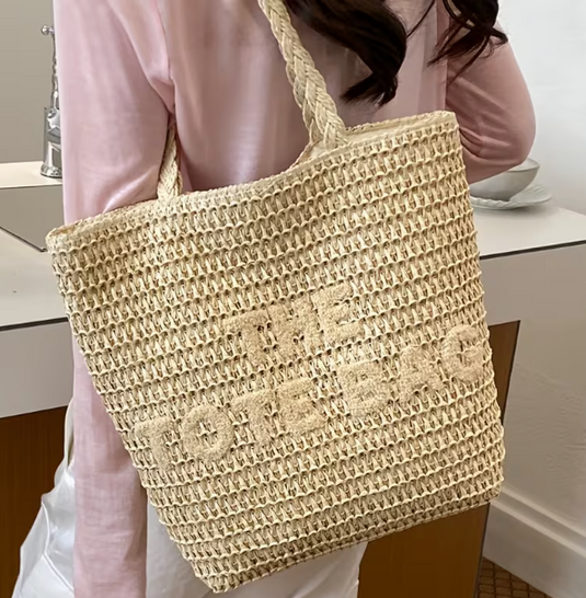 Geflochtene Shopper Tasche „gldMIREA“ in natur