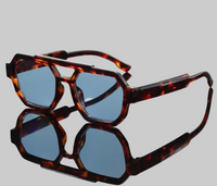 Sonnenbrille „gldHAVEN“ in Havanna blaue Gläser