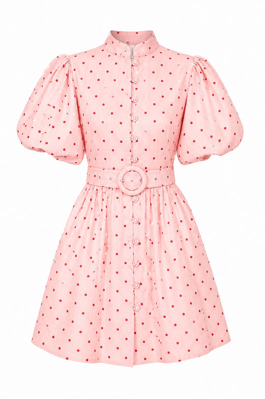 Kleid "gldCECILIA" mit Polka-Dots in rosa
