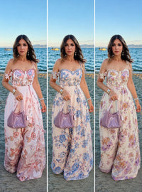 Maxikleid "gldLETIZIA" mit Blümchenträgern in drei Variationen