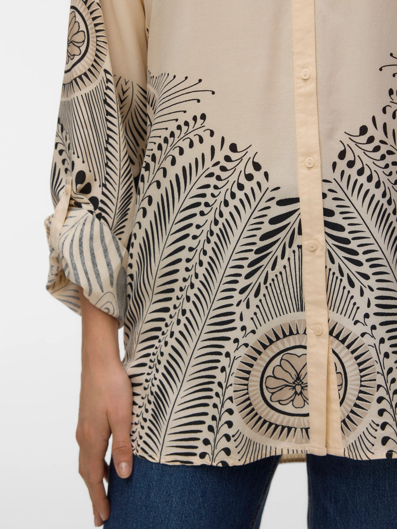 Hemdbluse mit Print "gldLALITA ZOLA" in Birch