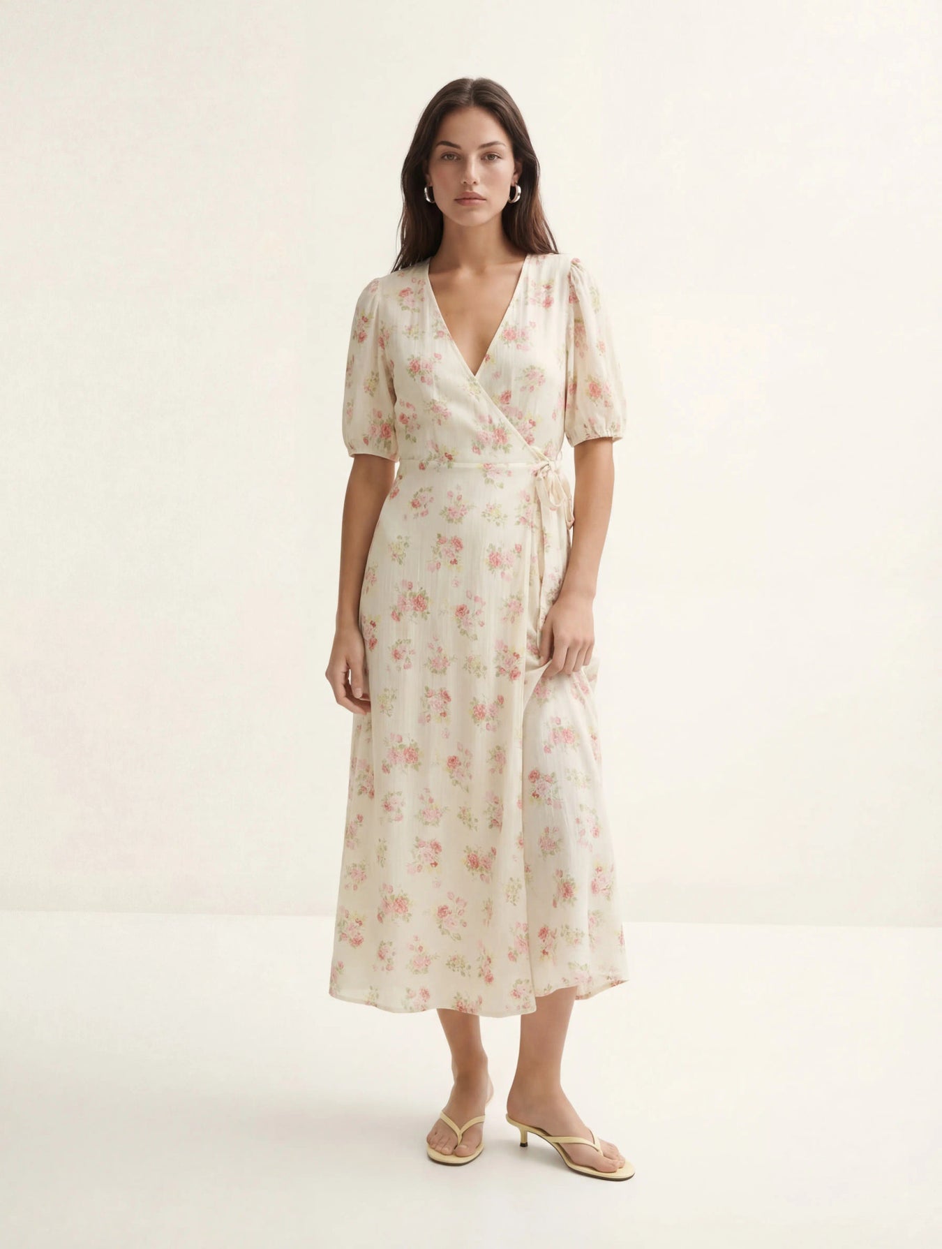 Midi-Wickelkleid mit Blumenprint "gldBELLA" in birch pink