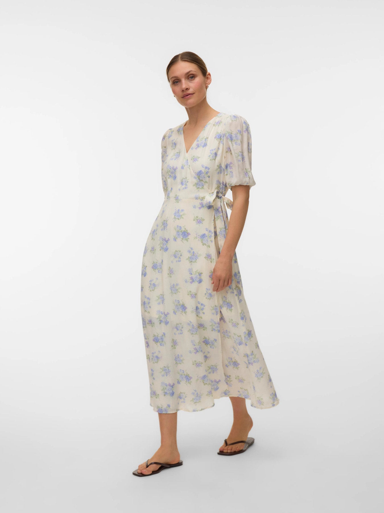 Midi-Wickelkleid mit Blumenprint "gldBELLA"  in birch blue
