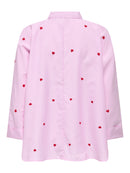 Bluse "gldNEW LINA GRACE" rosa mit Nadelstreifen und süßer Herz-Stickerei