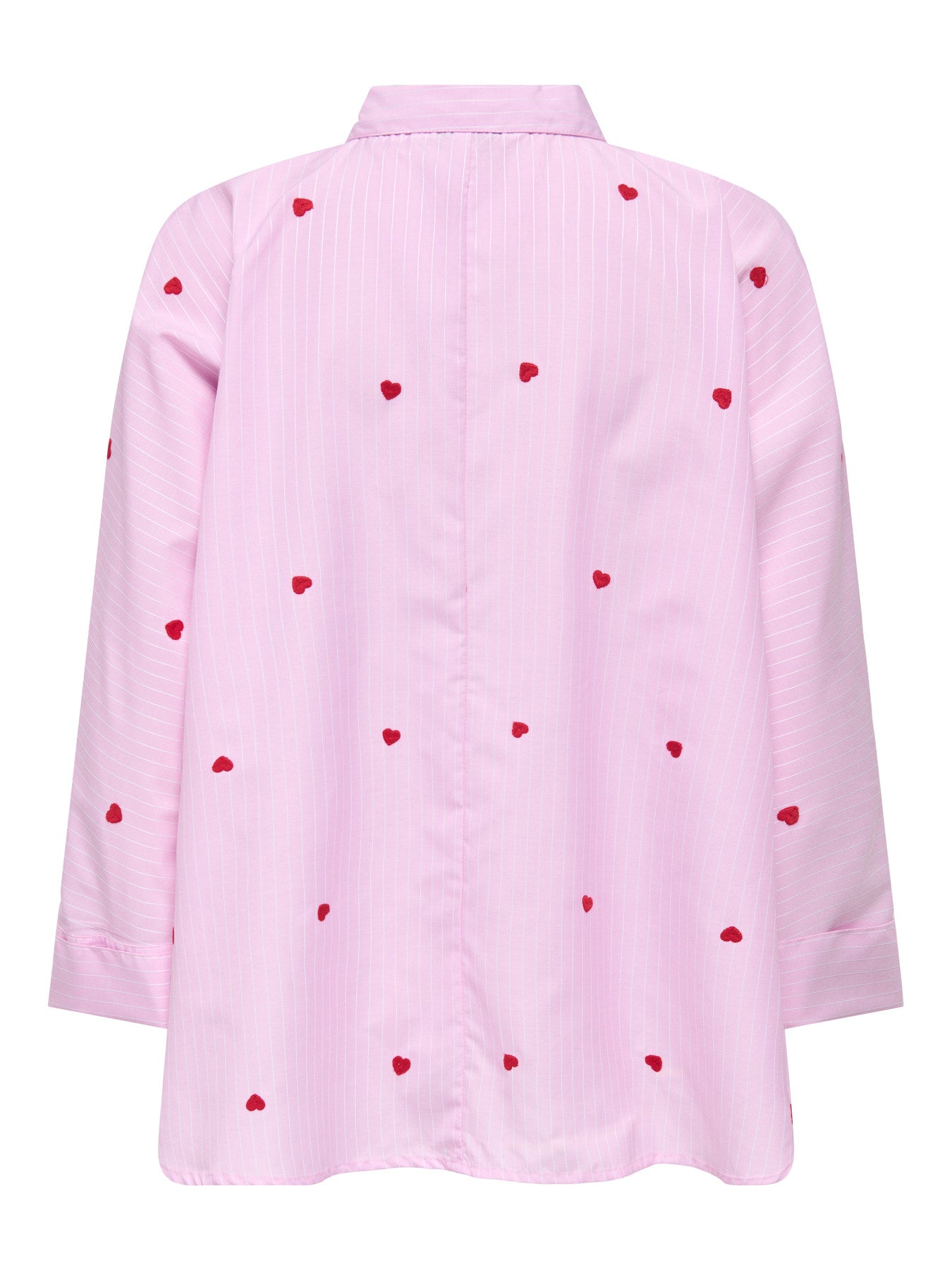 Bluse "gldNEW LINA GRACE" rosa mit Nadelstreifen und süßer Herz-Stickerei
